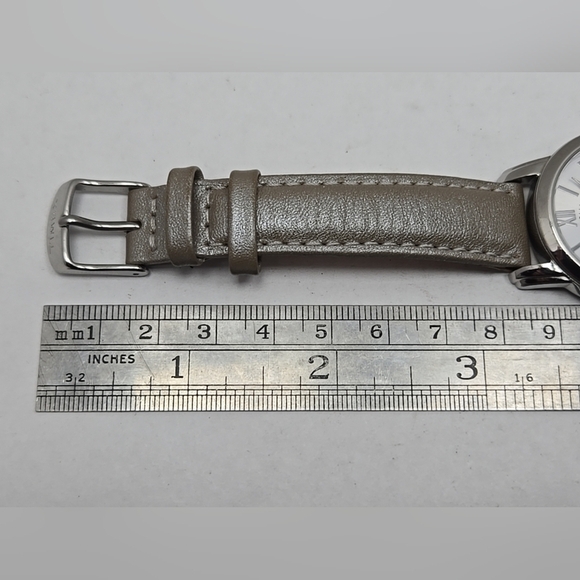 Timex T2N684 Watch Gray Leather Band Silver Dial Analog Watch NEW Battery - Picture 8 of 11